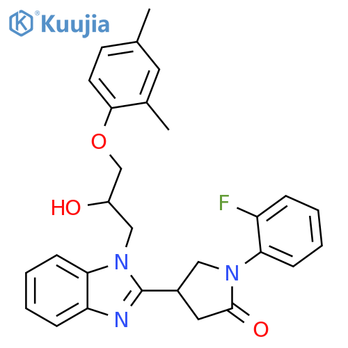 4-{1-[3-(2,4-dimethylphenoxy)-2-hydroxypropyl]-1H-1,3-benzodiazol-2-yl}-1-(2-fluorophenyl)pyrrolidin-2-one structure