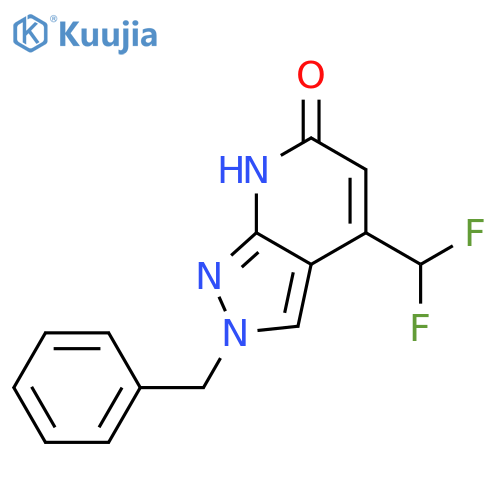 2-benzyl-4-(difluoromethyl)-2,7-dihydro-6H-pyrazolo[3,4-b]pyridin-6-one structure