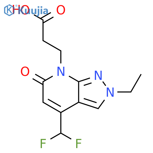3-4-(difluoromethyl)-2-ethyl-6-oxo-2H,6H,7H-pyrazolo3,4-bpyridin-7-ylpropanoic acid structure