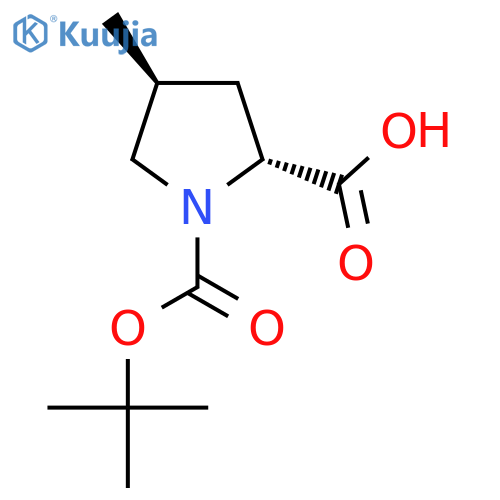 (2R,4S)-1-[(tert-butoxy)carbonyl]-4-methylpyrrolidine-2-carboxylic acid structure
