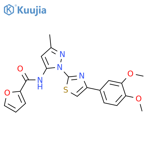 N-{1-[4-(3,4-dimethoxyphenyl)-1,3-thiazol-2-yl]-3-methyl-1H-pyrazol-5-yl}furan-2-carboxamide structure