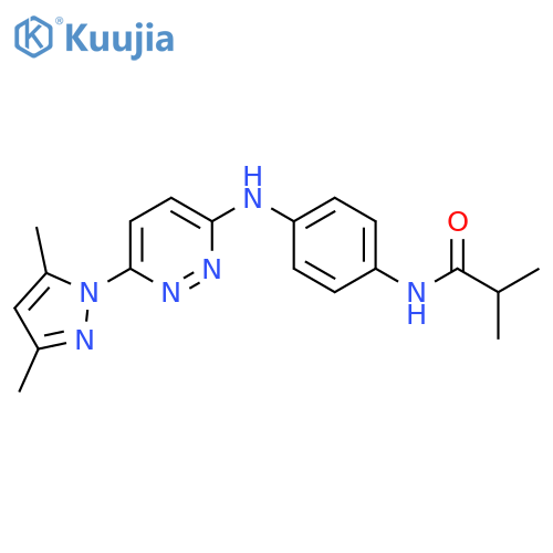 N-(4-{[6-(3,5-dimethyl-1H-pyrazol-1-yl)pyridazin-3-yl]amino}phenyl)-2-methylpropanamide structure