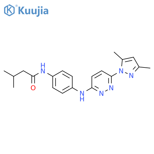 N-(4-{[6-(3,5-dimethyl-1H-pyrazol-1-yl)pyridazin-3-yl]amino}phenyl)-3-methylbutanamide structure