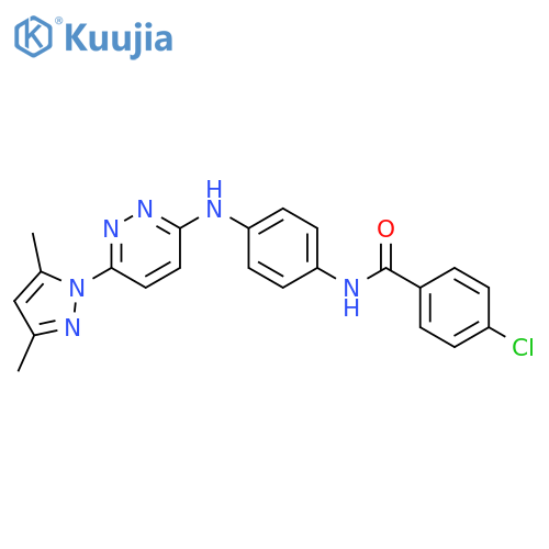 4-chloro-N-(4-{[6-(3,5-dimethyl-1H-pyrazol-1-yl)pyridazin-3-yl]amino}phenyl)benzamide structure