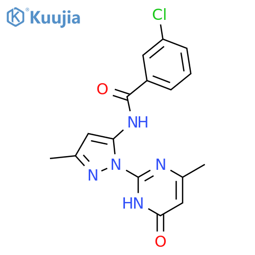 3-chloro-N-[3-methyl-1-(4-methyl-6-oxo-1,6-dihydropyrimidin-2-yl)-1H-pyrazol-5-yl]benzamide structure