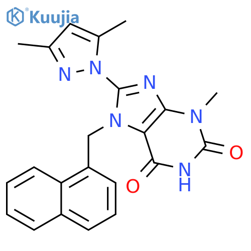 8-(3,5-dimethyl-1H-pyrazol-1-yl)-3-methyl-7-[(naphthalen-1-yl)methyl]-2,3,6,7-tetrahydro-1H-purine-2,6-dione structure