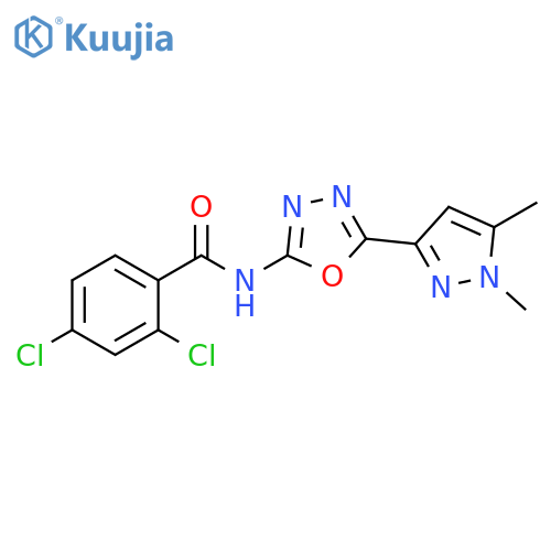 2,4-dichloro-N-[5-(1,5-dimethyl-1H-pyrazol-3-yl)-1,3,4-oxadiazol-2-yl]benzamide structure