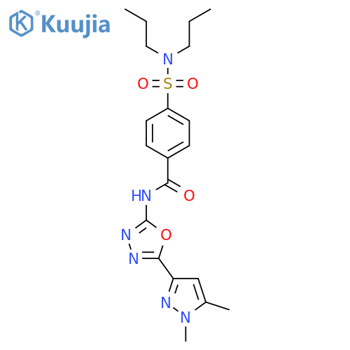 N-[5-(1,5-dimethyl-1H-pyrazol-3-yl)-1,3,4-oxadiazol-2-yl]-4-(dipropylsulfamoyl)benzamide structure