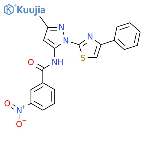 N-[3-methyl-1-(4-phenyl-1,3-thiazol-2-yl)-1H-pyrazol-5-yl]-3-nitrobenzamide structure
