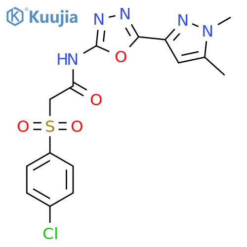 2-(4-chlorobenzenesulfonyl)-N-[5-(1,5-dimethyl-1H-pyrazol-3-yl)-1,3,4-oxadiazol-2-yl]acetamide structure