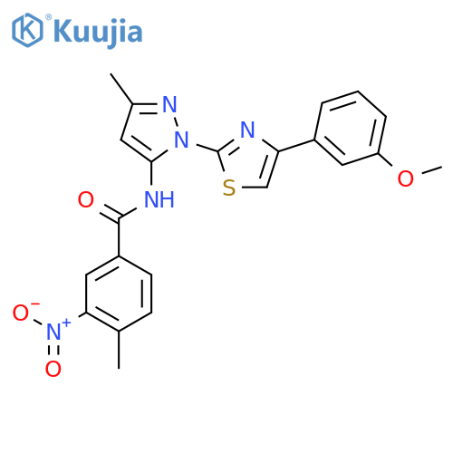 N-{1-[4-(3-methoxyphenyl)-1,3-thiazol-2-yl]-3-methyl-1H-pyrazol-5-yl}-4-methyl-3-nitrobenzamide structure