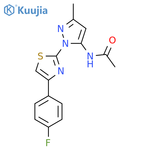 N-{1-[4-(4-fluorophenyl)-1,3-thiazol-2-yl]-3-methyl-1H-pyrazol-5-yl}acetamide structure