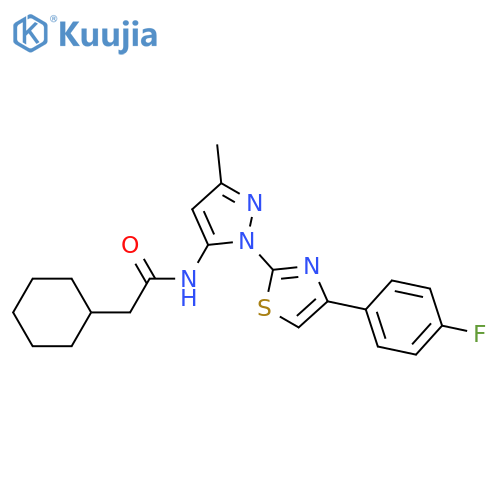 2-cyclohexyl-N-{1-[4-(4-fluorophenyl)-1,3-thiazol-2-yl]-3-methyl-1H-pyrazol-5-yl}acetamide structure