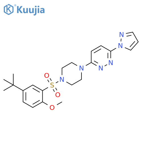 3-[4-(5-tert-butyl-2-methoxybenzenesulfonyl)piperazin-1-yl]-6-(1H-pyrazol-1-yl)pyridazine structure
