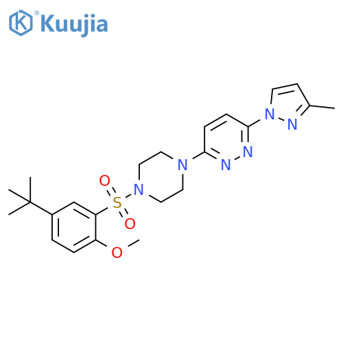 3-[4-(5-tert-butyl-2-methoxybenzenesulfonyl)piperazin-1-yl]-6-(3-methyl-1H-pyrazol-1-yl)pyridazine structure