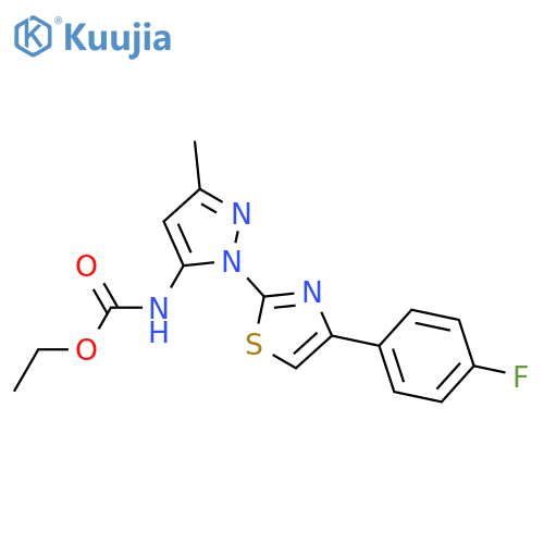 ethyl N-{1-[4-(4-fluorophenyl)-1,3-thiazol-2-yl]-3-methyl-1H-pyrazol-5-yl}carbamate structure