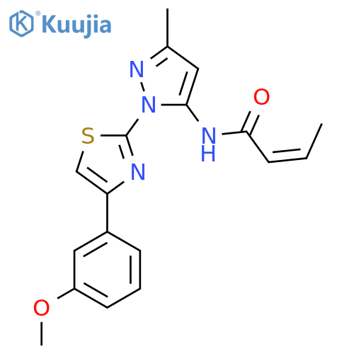 (2Z)-N-{1-[4-(3-methoxyphenyl)-1,3-thiazol-2-yl]-3-methyl-1H-pyrazol-5-yl}but-2-enamide structure