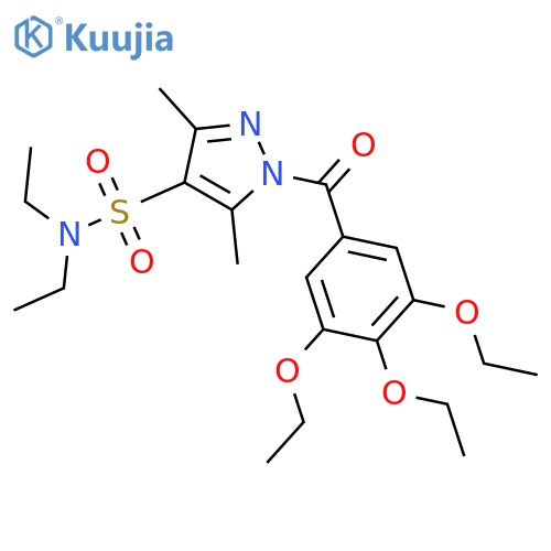 N,N-diethyl-3,5-dimethyl-1-(3,4,5-triethoxybenzoyl)-1H-pyrazole-4-sulfonamide structure