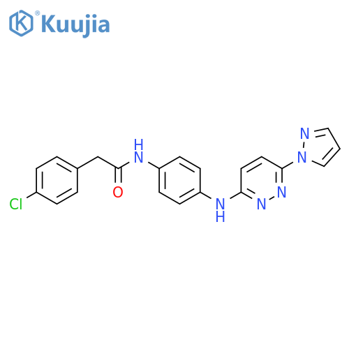 2-(4-chlorophenyl)-N-(4-{[6-(1H-pyrazol-1-yl)pyridazin-3-yl]amino}phenyl)acetamide structure