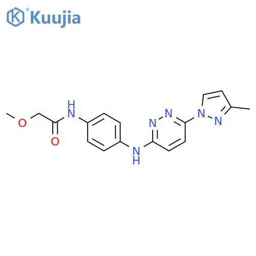 2-methoxy-N-(4-{[6-(3-methyl-1H-pyrazol-1-yl)pyridazin-3-yl]amino}phenyl)acetamide structure