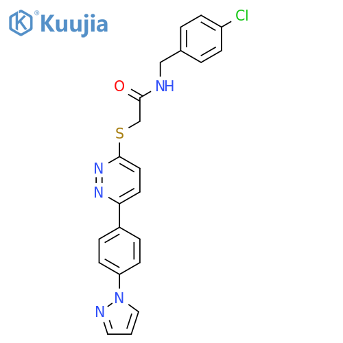N-[(4-chlorophenyl)methyl]-2-({6-[4-(1H-pyrazol-1-yl)phenyl]pyridazin-3-yl}sulfanyl)acetamide structure