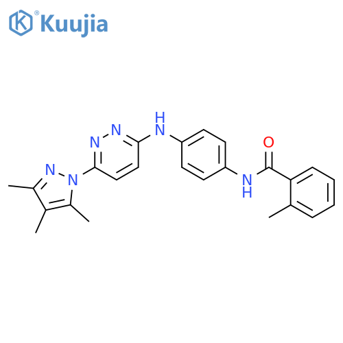 2-methyl-N-(4-{[6-(3,4,5-trimethyl-1H-pyrazol-1-yl)pyridazin-3-yl]amino}phenyl)benzamide structure