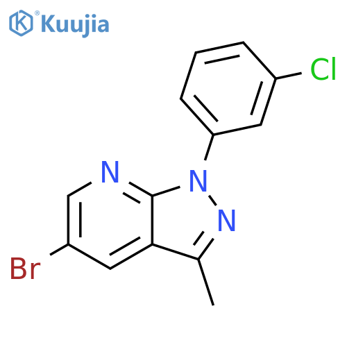 5-bromo-1-(3-chlorophenyl)-3-methyl-1H-pyrazolo3,4-bpyridine structure
