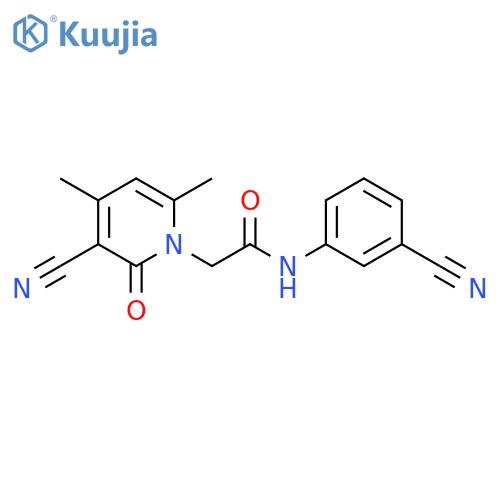 2-(3-cyano-4,6-dimethyl-2-oxo-1,2-dihydropyridin-1-yl)-N-(3-cyanophenyl)acetamide structure