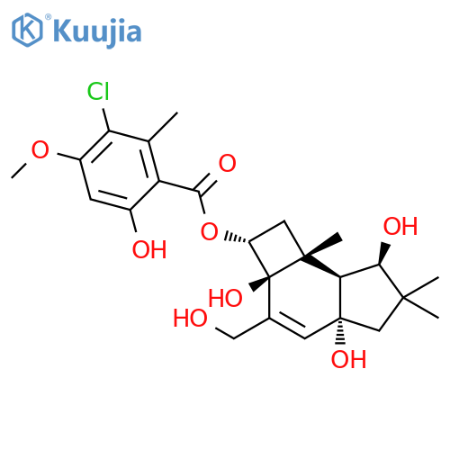 Benzoic acid,3-chloro-6-hydroxy-4-methoxy-2-methyl-,(2R,2aS,4aR,7R,7aS,7bR)-2,2a,4a,5,6,7,7a,7b-octahydro-2a,4a,7-trihydroxy-3-(hydroxymethyl)-6,6,7b-trimethyl-1H-cyclobut[e]inden-2-ylester structure