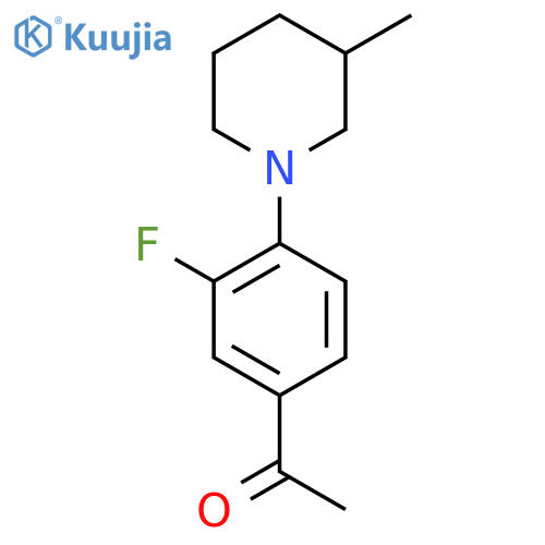 1-3-Fluoro-4-(3-methylpiperidin-1-yl)phenylethanone structure