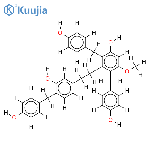 2,4',6.tris(4-hydroxybenzyl)-3-methoxybibenzyl-3',5-diol structure