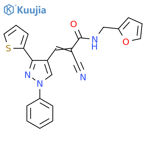 2-cyano-N-[(furan-2-yl)methyl]-3-[1-phenyl-3-(thiophen-2-yl)-1H-pyrazol-4-yl]prop-2-enamide structure
