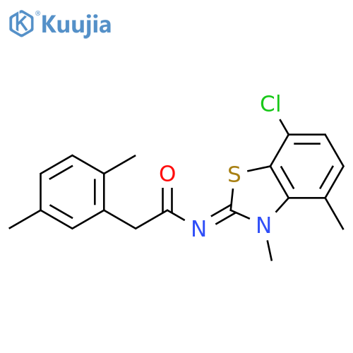N-(7-chloro-3,4-dimethyl-2,3-dihydro-1,3-benzothiazol-2-ylidene)-2-(2,5-dimethylphenyl)acetamide structure