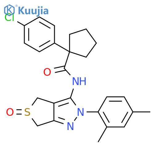 1-(4-chlorophenyl)-N-[2-(2,4-dimethylphenyl)-5-oxo-2H,4H,6H-5lambda4-thieno[3,4-c]pyrazol-3-yl]cyclopentane-1-carboxamide structure