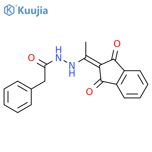 N'-[1-(1,3-dioxo-2,3-dihydro-1H-inden-2-ylidene)ethyl]-2-phenylacetohydrazide structure