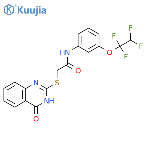 2-[(4-Oxo-3,4-dihydro-2-quinazolinyl)sulfanyl]-N-[3-(1,1,2,2-tetrafluoroethoxy)phenyl]acetamide structure