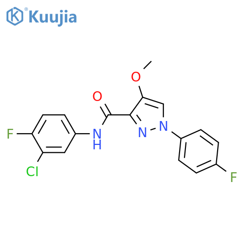 N-(3-chloro-4-fluorophenyl)-1-(4-fluorophenyl)-4-methoxy-1H-pyrazole-3-carboxamide structure