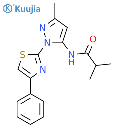2-methyl-N-[3-methyl-1-(4-phenyl-1,3-thiazol-2-yl)-1H-pyrazol-5-yl]propanamide structure