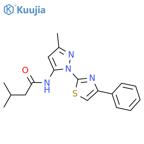 3-methyl-N-[3-methyl-1-(4-phenyl-1,3-thiazol-2-yl)-1H-pyrazol-5-yl]butanamide structure