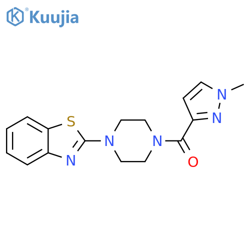 2-[4-(1-methyl-1H-pyrazole-3-carbonyl)piperazin-1-yl]-1,3-benzothiazole structure