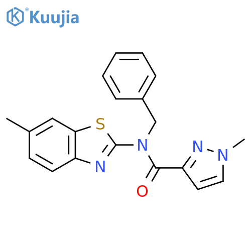 N-benzyl-1-methyl-N-(6-methyl-1,3-benzothiazol-2-yl)-1H-pyrazole-3-carboxamide structure