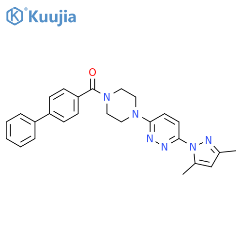 3-(4-{[1,1'-biphenyl]-4-carbonyl}piperazin-1-yl)-6-(3,5-dimethyl-1H-pyrazol-1-yl)pyridazine structure