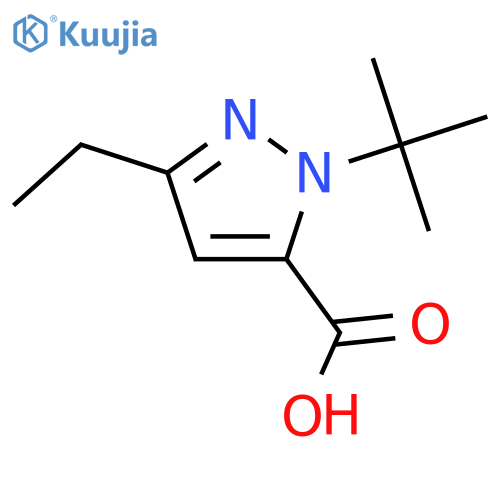 1-tert-butyl-3-ethyl-1H-pyrazole-5-carboxylic acid structure