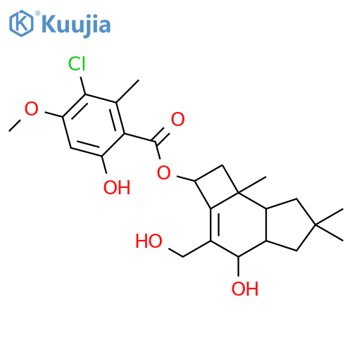 Benzoic acid,3-chloro-6-hydroxy-4-methoxy-2-methyl-,(2R,4S,4aR,7aS,7bR)-2,4,4a,5,6,7,7a,7b-octahydro-4-hydroxy-3-(hydroxymethyl)-6,6,7b-trimethyl-1H-cyclobut[e]inden-2-ylester structure