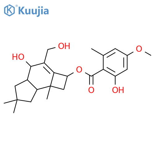 (2R,4S,4aR,7aS,7bR)-4-hydroxy-3-(hydroxymethyl)-6,6,7b-trimethyl-2,4,4a,5,6,7,7a,7b-octahydro-1H-cyclobuta[e]inden-2-yl 2-hydroxy-4-methoxy-6-methylbenzoate structure