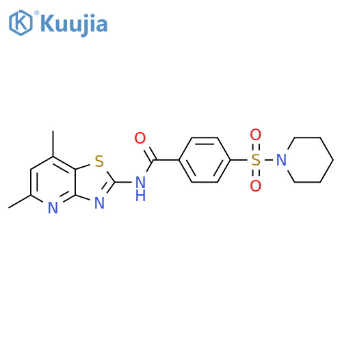 N-{5,7-dimethyl-[1,3]thiazolo[4,5-b]pyridin-2-yl}-4-(piperidine-1-sulfonyl)benzamide structure