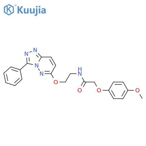 2-(4-methoxyphenoxy)-N-[2-({3-phenyl-[1,2,4]triazolo[4,3-b]pyridazin-6-yl}oxy)ethyl]acetamide structure