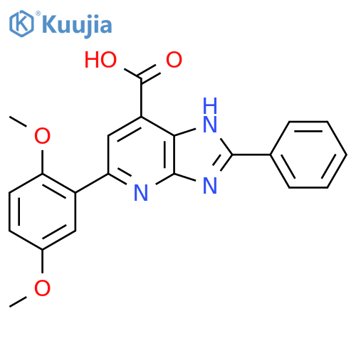 5-(2,5-dimethoxyphenyl)-2-phenyl-3H-imidazo[4,5-b]pyridine-7-carboxylic acid structure