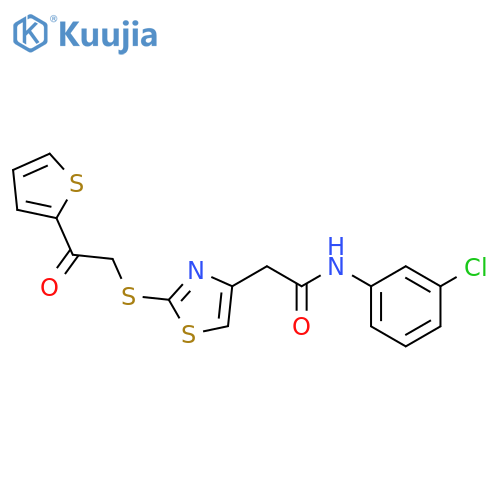 N-(3-chlorophenyl)-2-(2-{[2-oxo-2-(thiophen-2-yl)ethyl]sulfanyl}-1,3-thiazol-4-yl)acetamide structure