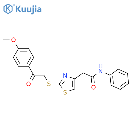 2-(2-{[2-(4-methoxyphenyl)-2-oxoethyl]sulfanyl}-1,3-thiazol-4-yl)-N-phenylacetamide structure